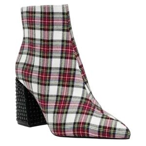 NWT Betsey Johnson Kassie Plaid Beaded Heel Ankle Booties Size 7 | $109